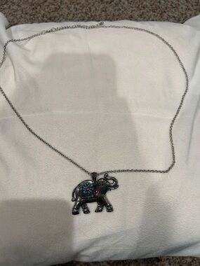 Silver Elephant Pendant Necklace - Kids Accessories Jewelry